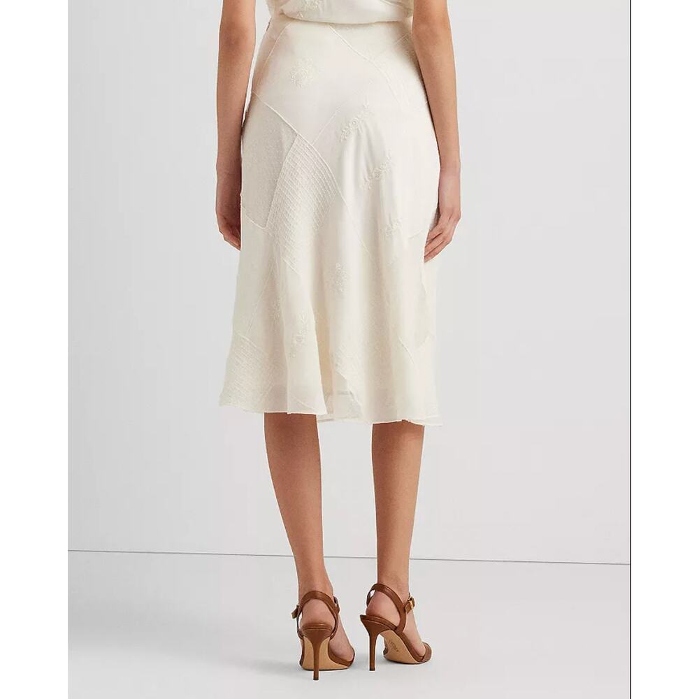 LAUREN RALPH LAUREN Women's Mesh Lace Midi Flared Skirt Size 6 White NWT - Picture 2 of 12